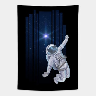 Flying floating astronaut Ufo alien funny cute spaceship moon mars cosmic space Tapestry