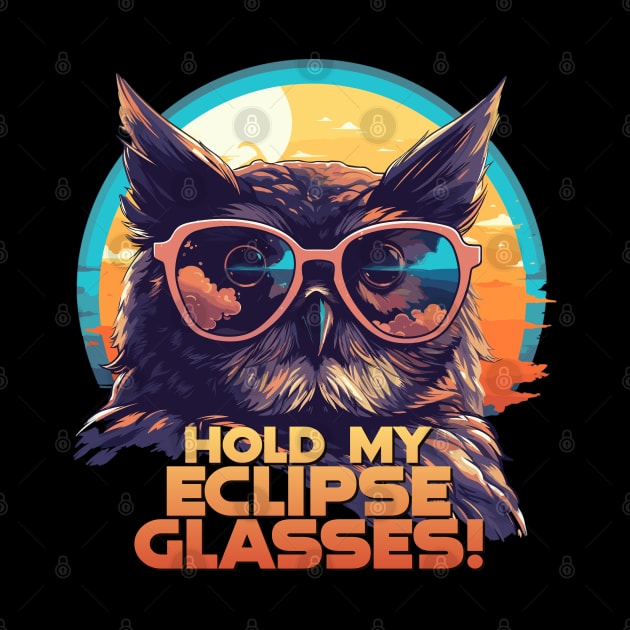 Owl Solar Eclipse Watcher, Umbraphile Total Solar Eclipse Glasses Art by Moonfarer