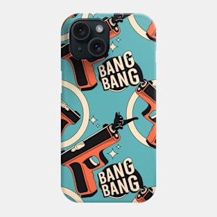 Bang Bang Black Cat Pattern in blue Phone Case