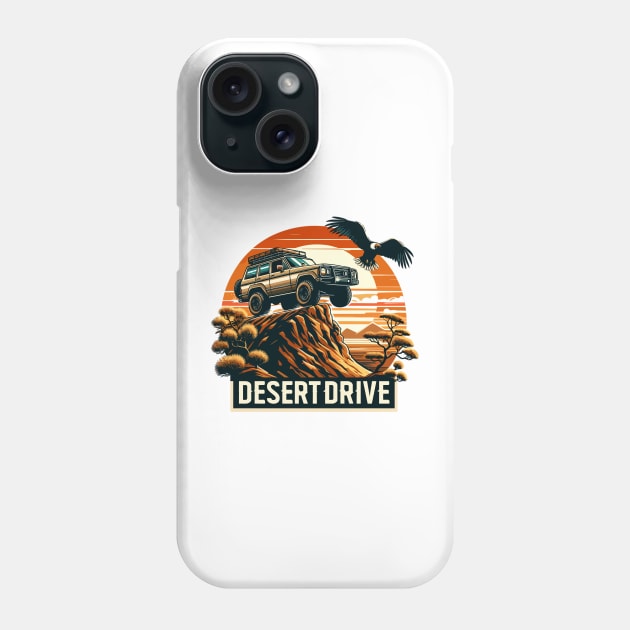 An Suv Driving On A Sand Dune, Desert Drive Phone Case by Vehicles-Art