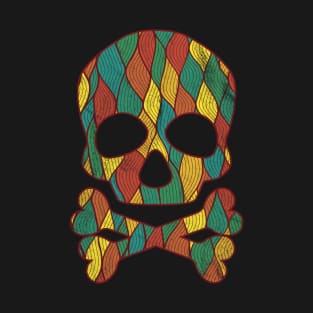 Skull and Bones Halloween Art Retro Pattern T-Shirt