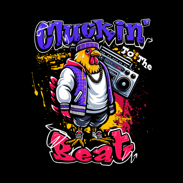 Hip Hop Chicken with a boombox by ChiknEmporium