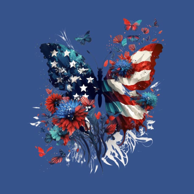 Patriotic Butterfly, 4th of July Design by PaperMoonGifts