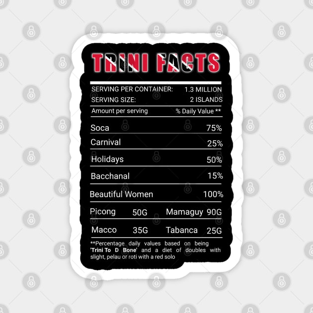 Trinidad Nutrition Facts| Trinidad Flag| Trini To D Bone Magnet by GigibeanCreations