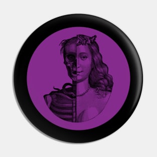 Halloween Skeleton Beauty Memento Mori, Black and Purple Style Pin