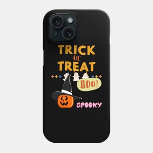 Happy Halloween Trick or Treat Witch Pumpkin Skull Spooky Phone Case