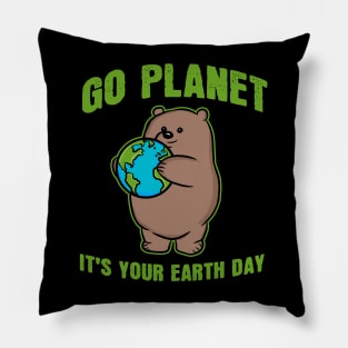 Go Planet It's Your Earth Day Grizzly Bear Pillow