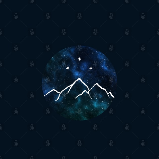 Night court - mountain and stars drawn on galaxy background by Ranp