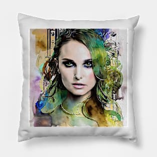 Natalie in greens Pillow