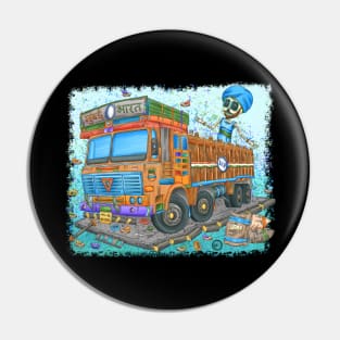 Indian Trucker Skeleton - Dia De Los Muertos - Colorful Indian Truck Paint Pin