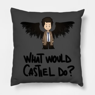 What would Castiel do? (black version) Pillow