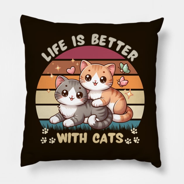 Life Is Better With Cats Pillow by Annabelhut