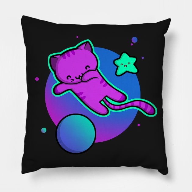 Space Cat Pillow by perdita00