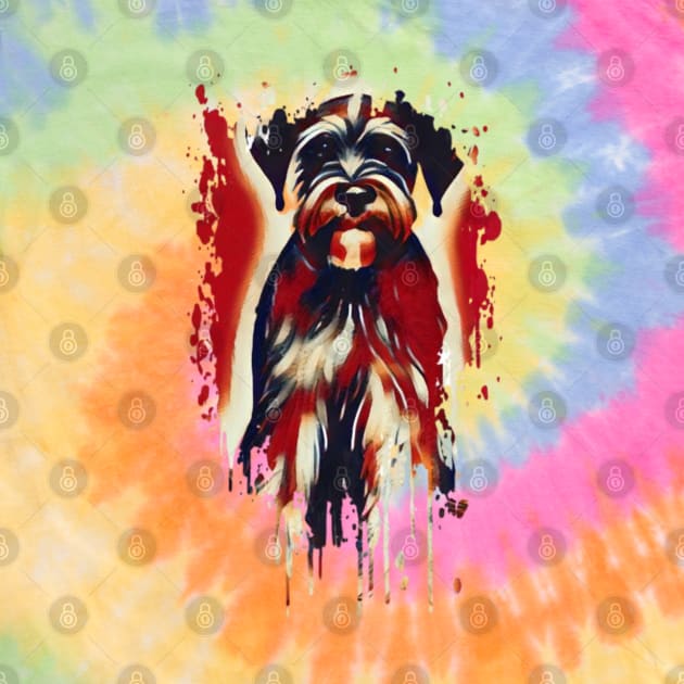 Schnauzer dog Tie Dye art by BostonBulldog