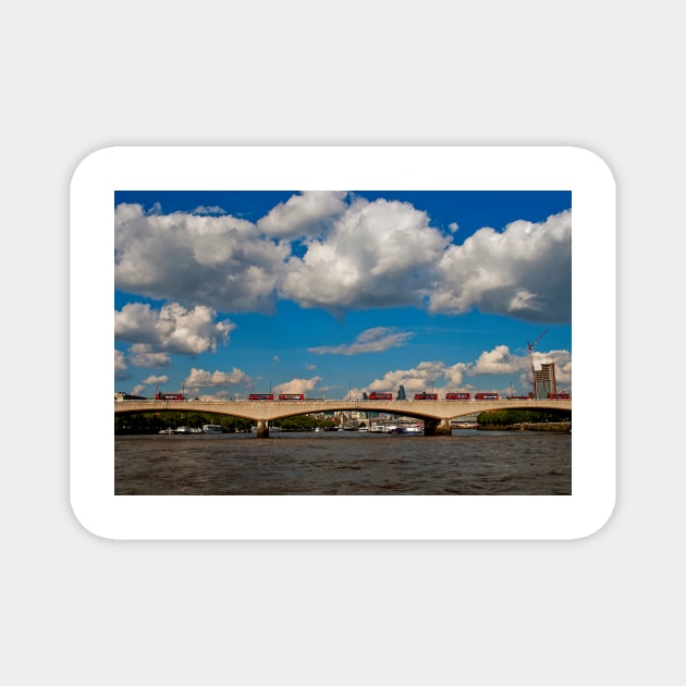 Red London Buses Waterloo Bridge England Magnet by AndyEvansPhotos