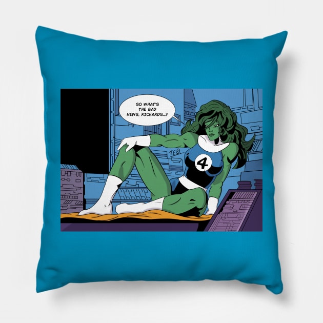 She-Hulk Fatastic Four. Pillow by Eternal Oak Store's