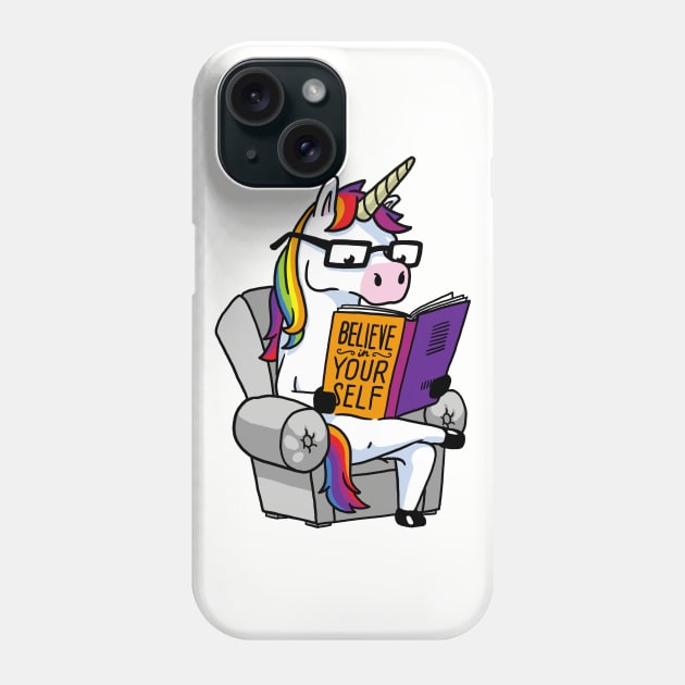 Unicorn Believe Yourself Self Affirmation Book Phone Case by vo_maria