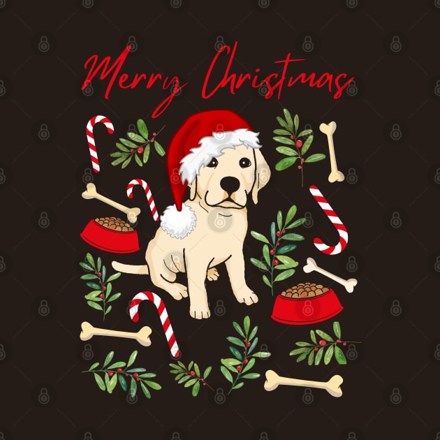 Merry Christmas Labrador puppy cute dog Seasons Greetings Tis The Season To Be Jolly by BoogieCreates