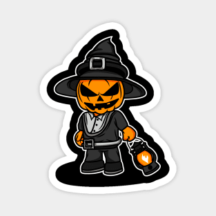 Jack O lantern Witch Magnet