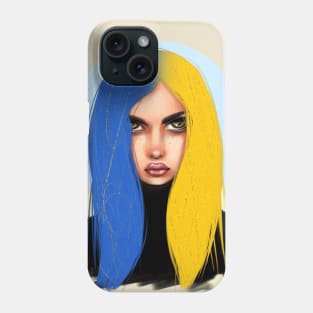 Ukrainian young emotional girl with Ukrainian symbols Phone Case