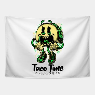 Taco Time Face Fun Food Tapestry