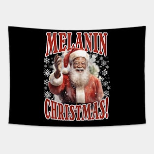 Melanin Christmas! Black Santa Claus Tapestry