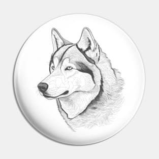 Alaskan Malamute Dog Minimalistic Line drawing in Grey Pin