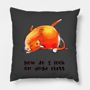 How do I look on yoga class funny yoga and cat drawing Pillow