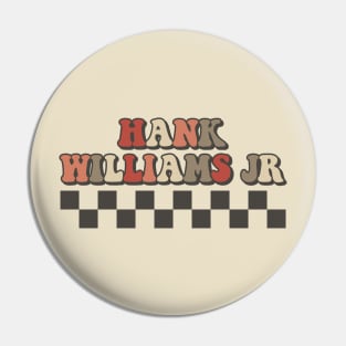 Hank Williams Jr Checkered Retro Groovy Style Pin