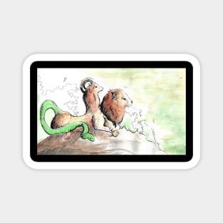 Watercolour painting of the chimera 08/11/23 - fantasy inspired designs Magnet