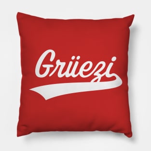 Grüezi Lettering (Greeting In Switzerland / White) Pillow