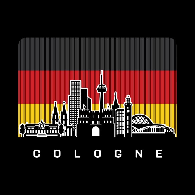 Cologne Germany Skyline German Flag by travel2xplanet