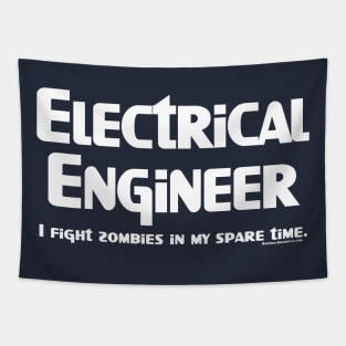 Electrical Engineer Zombie Fighter White Text Tapestry