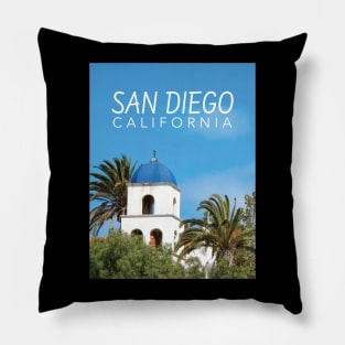 San Diego California Blue Domed Tower Pillow