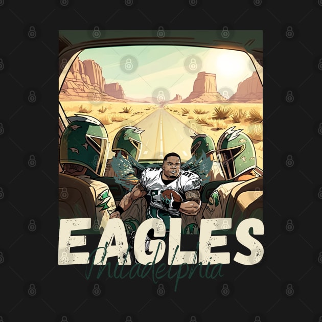 Philadelphia eagles football player graphic design cartoon style beautiful artwork by Nasromaystro