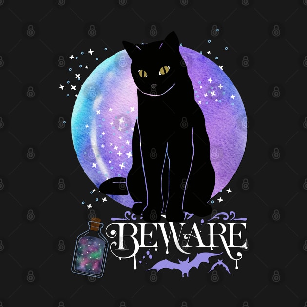 Black cat Magic Witch Tarot cards Beware potion witchy Witchcraft astrology Halloween by BoogieCreates