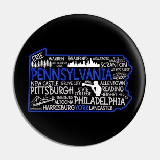 York Pennsylvania cute map, Erie, Bethlehem, Scranton, Lancaster, Levittown, Harrisburg Pin