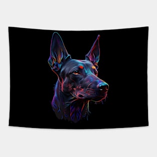 Neon Doberman Pinscher Tapestry