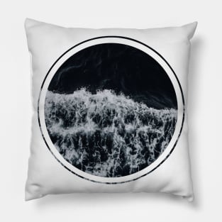 Ocean Waves Black Pillow
