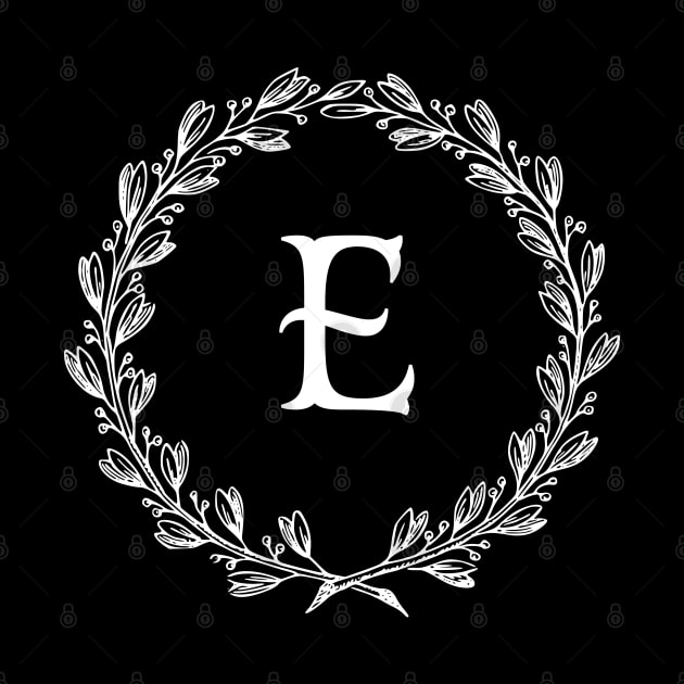 Beautiful Letter E Alphabet Initial Monogram Wreath by anonopinion