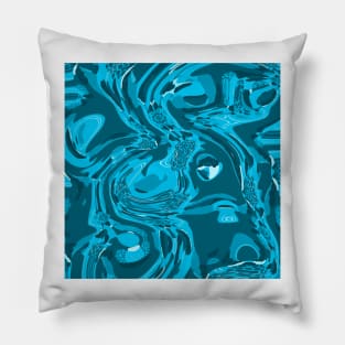 Marble Teal Abstract Art Pillow