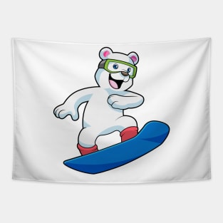 Polar bear as Snowboarder with Snowboard Tapestry