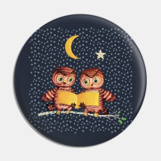 Baby owls reading a bedtime story Pin