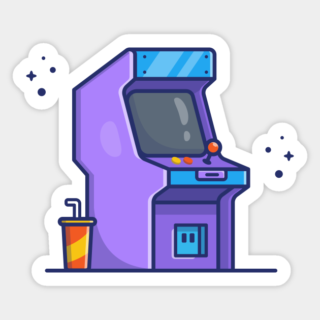 Arcade Machine With Soda Cartoon Arcade Machine Sticker Teepublic