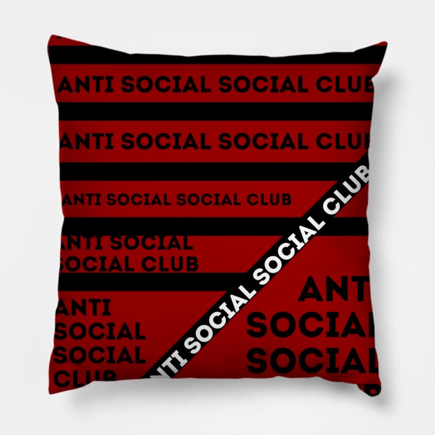 anti social club red Pillow by Dexter