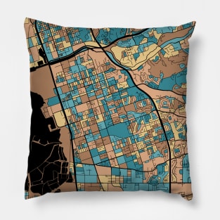 Chula Vista Map Pattern in Mid Century Pastel Pillow