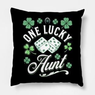 One Lucky Aunt St Patricks Day Clover Irish Dice Green Pillow