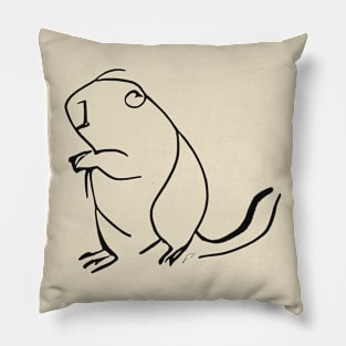 Beaver Line Art Drawing - Good ol' Beaver Critter Minimalistic Digital Line Art by SeaStories Pillow