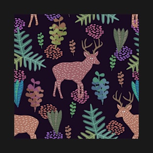 Deer Surrounded By Forest T-Shirt