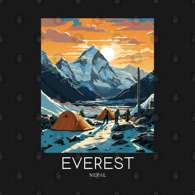 A Pop Art Travel Print of Mount Everest - Nepal by Studio Red Koala